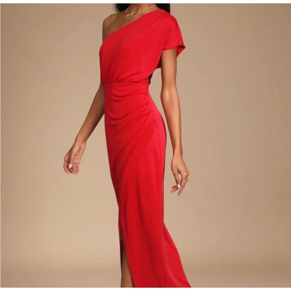 Lulu’s Take Me Out one shoulder knit elegant maxi dress - Picture 2 of 5